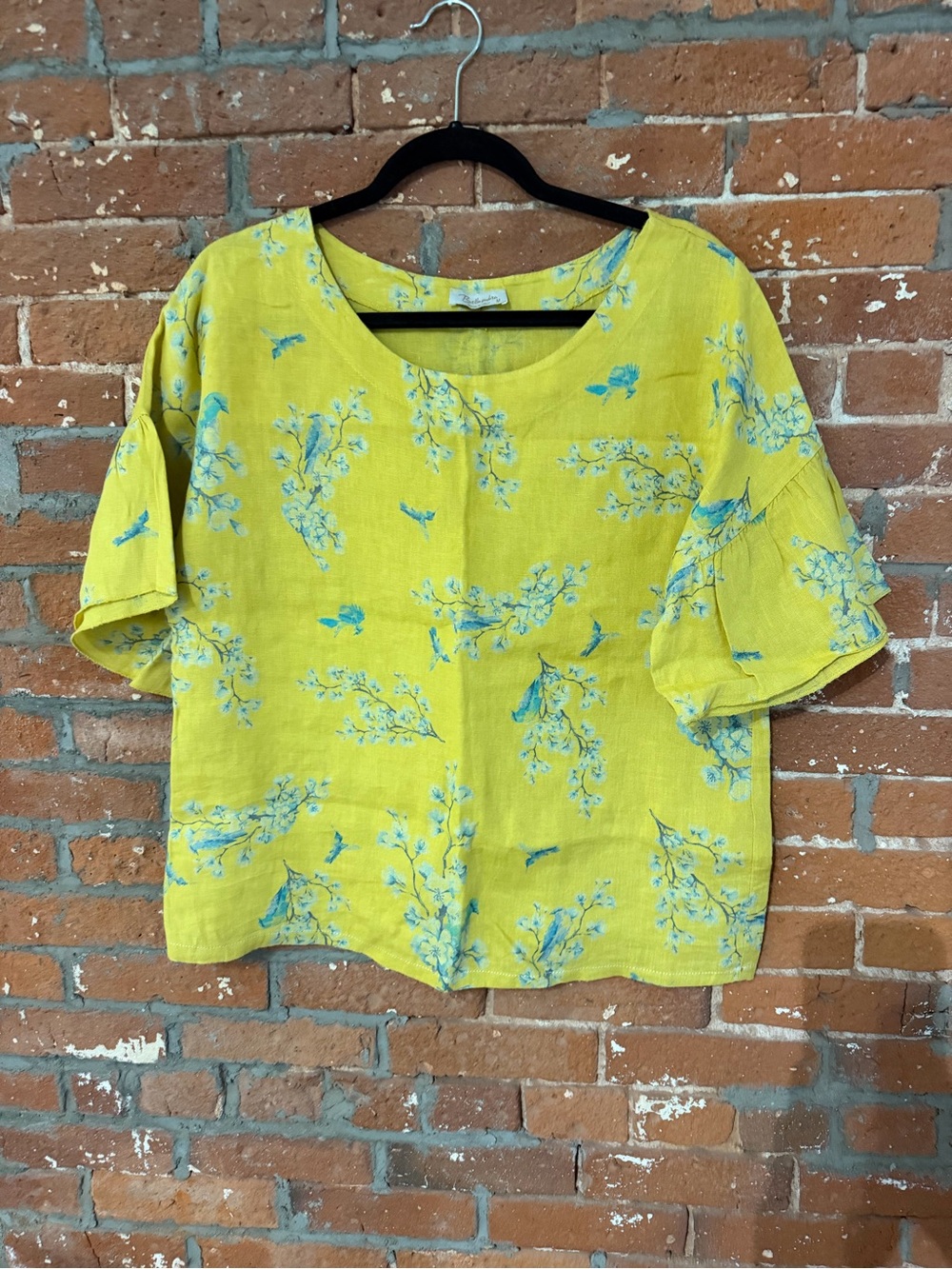Bright Yellow Floral Short Sleeve Top